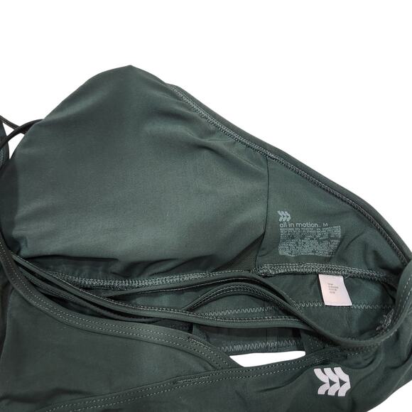 All In Motion Strappy Green Minimal Sports Bra Removable Pads Size Medium - Picture 4 of 4